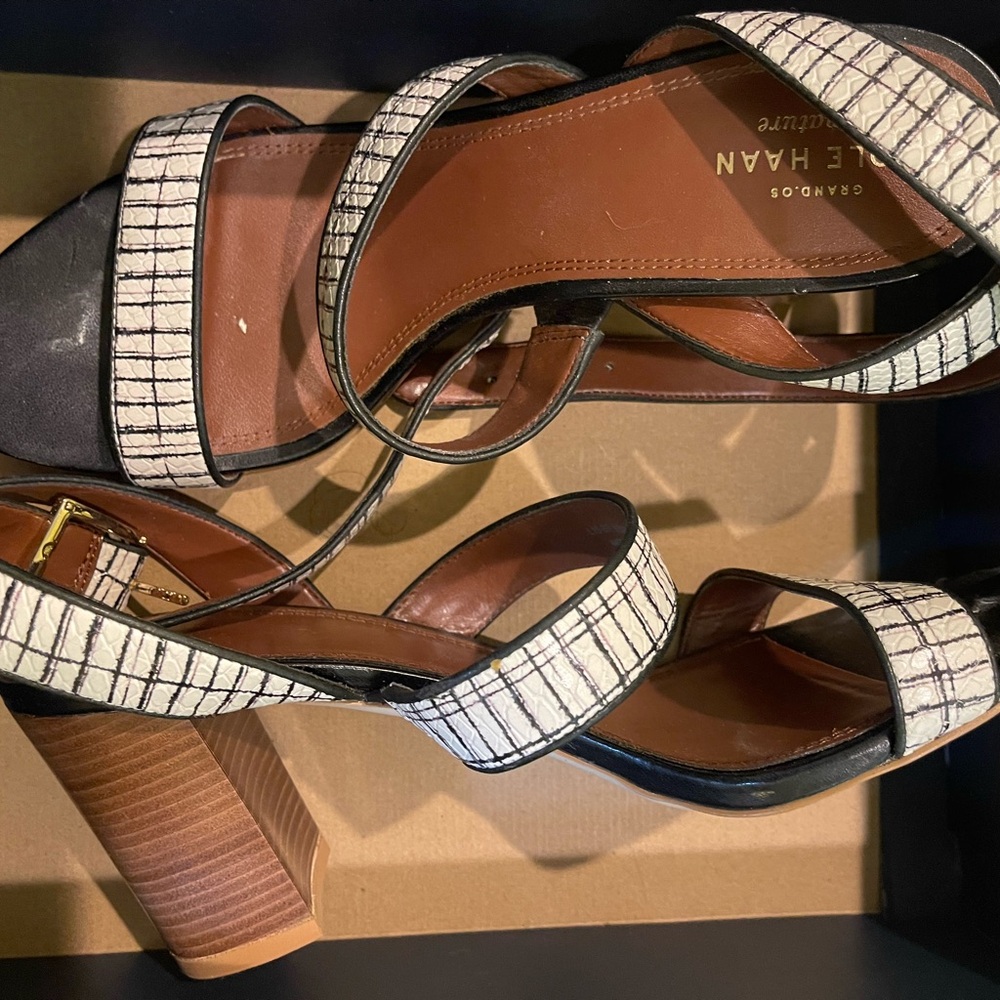 Cole Haan Black and White Geometric Heels